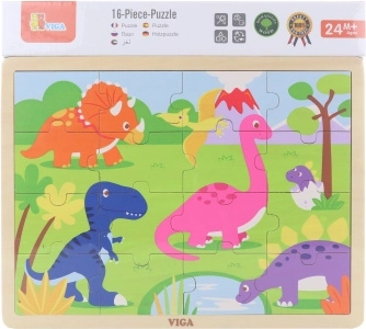 VIGA fa kirakó dinoszauruszokkal, 16 darabos