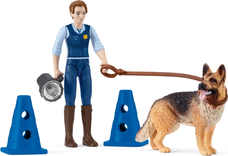 Schleich zsebjátékkészlet – rendőrségi bevetés kutyával
