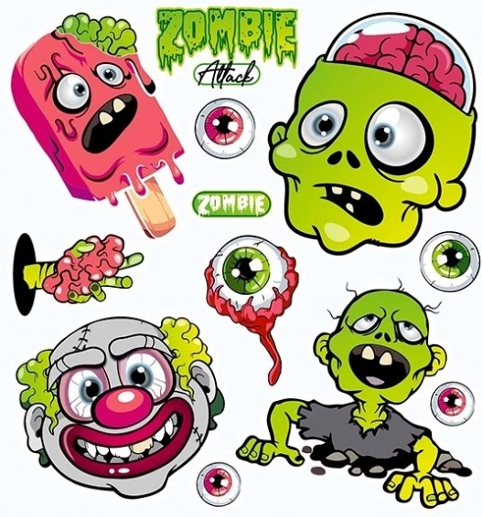 Vasalható zombis matricák Halloweenre – kis ív