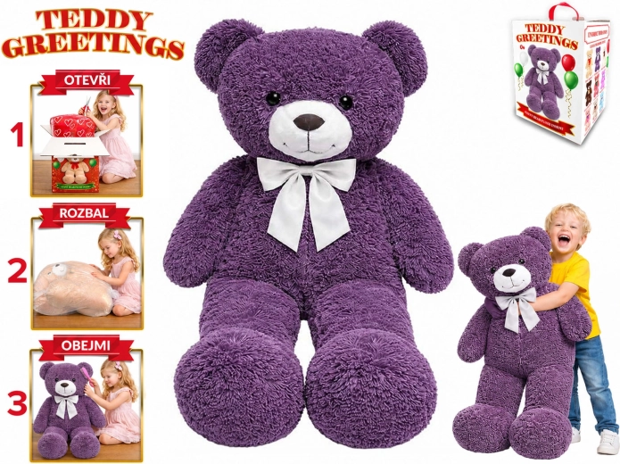 Plüss maci masnival Teddy Greetings 120 cm lila - 1 db