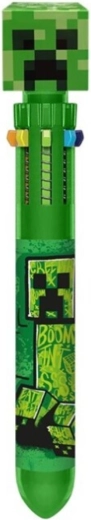 Tízszínű Minecraft Creeper golyóstoll 3D topperrel – 1 db