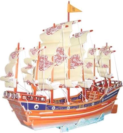 Fa 3D puzzle Színes vitorlás