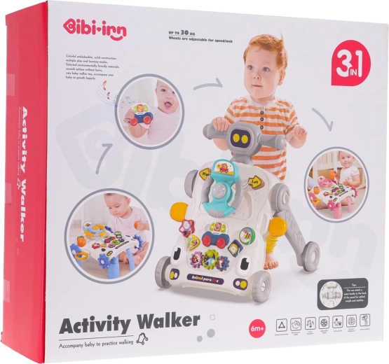 Multifunkciós kék 2 az 1-ben járássegítő interaktív asztallal