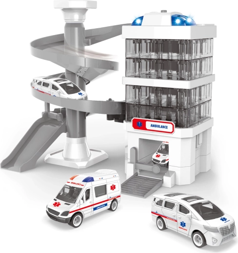 Játékkészlet Mentőautó kórházi épülettel, fény- és hangeffektusokkal