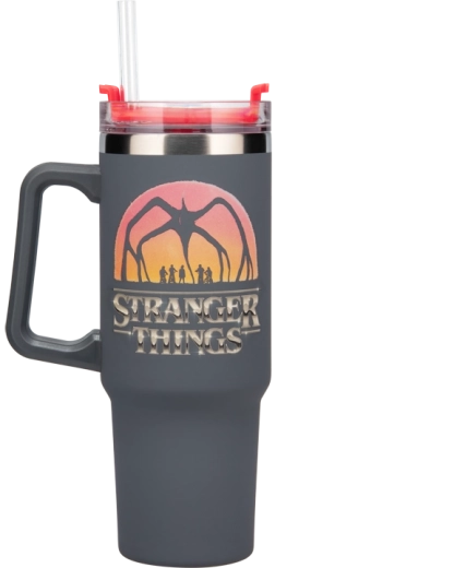 Stranger Things termo tumbler 1200 ml szívószállal és füllel