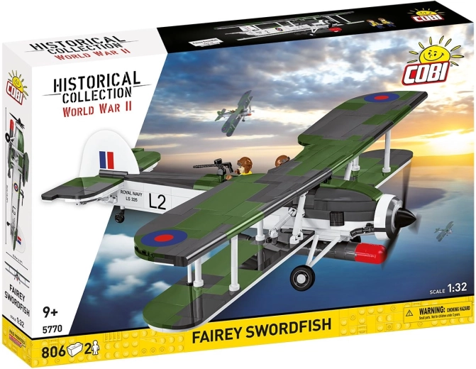 Cobi WWII Fairey Swordfish repülőgép építőkészlet 1:32 (806 darab, 2 figura)
