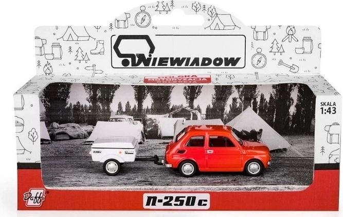 Fiat 126p Niewiadów lakókocsival (rövid változat) – piros modell