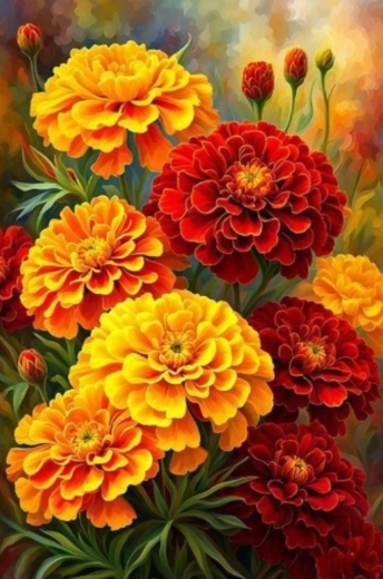 Számozott kifestő – virágok 40 × 50 cm vásznon