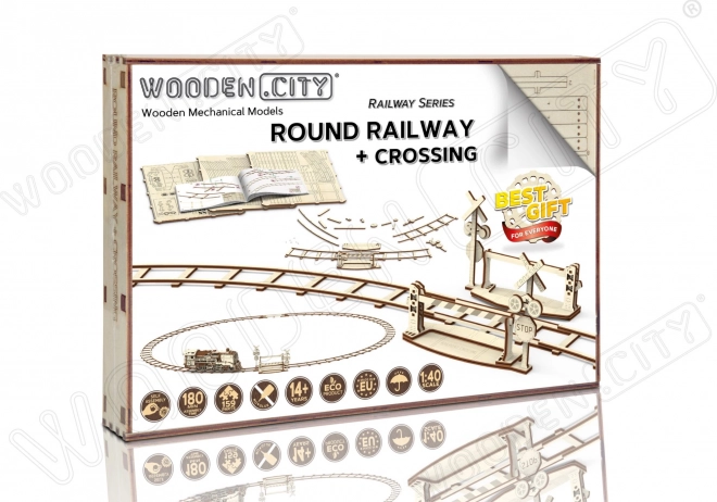 WOODEN CITY 3D puzzle kör alakú sínek sorompóval (159 darab)