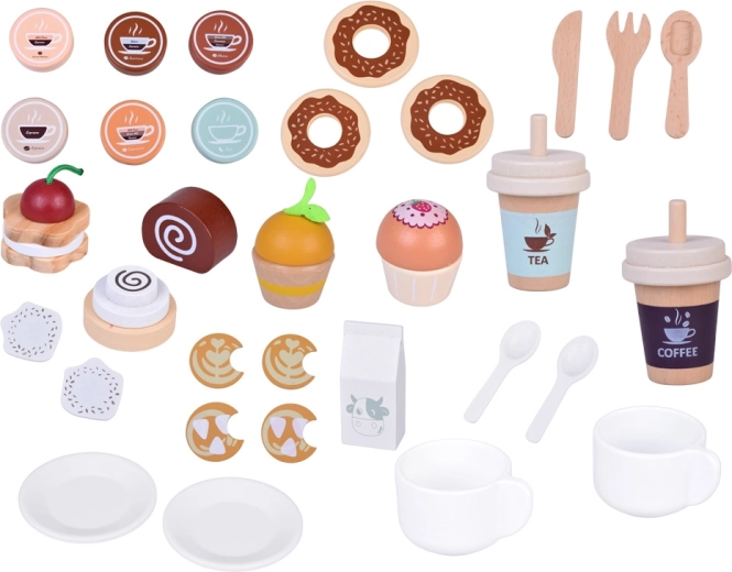 Teljes kávézó elviteles poharakkal és tejjel