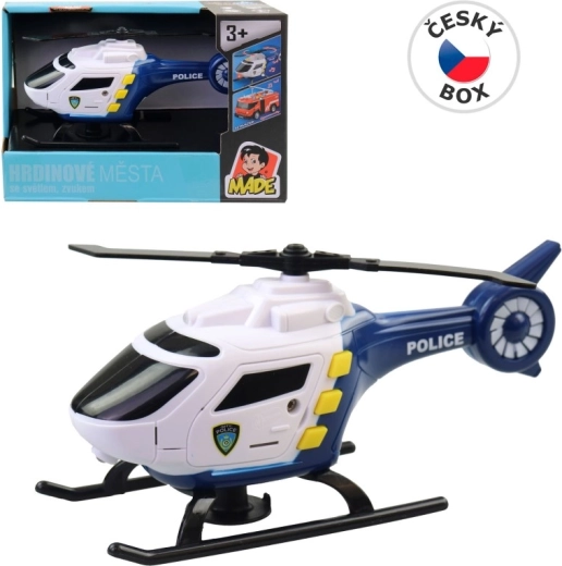 Elemes helikopter fénnyel és hanggal, 16,5 cm