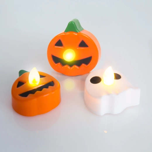 Halloween LED mécsesek tök és szellem formában – 3 darab