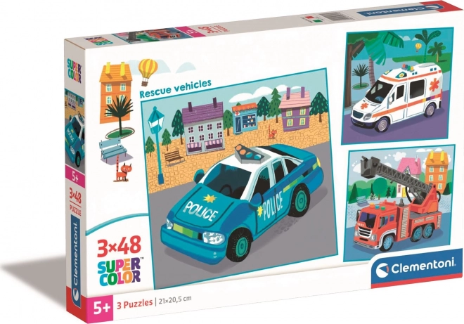 CLEMENTONI puzzle 3×48 darab – mentőjárművek