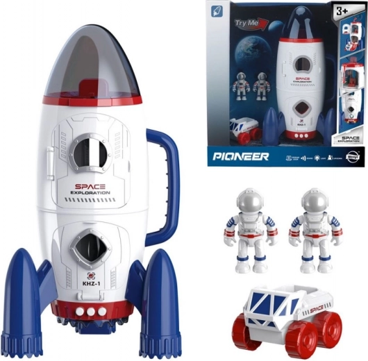 Űrrakéta fényhatásokkal és űrhajósokkal 29,1 × 15,8 × 15 cm