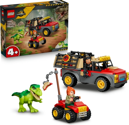 LEGO Jurassic World teherautó egy tyrannosaurus rex kölykének szállításához