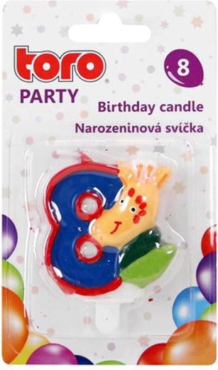Tortagyertya 8-as szám zsiráffal, szúrható, 5 cm