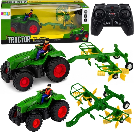 RC mezőgazdasági traktor rendterítővel 1:24 méretarányban