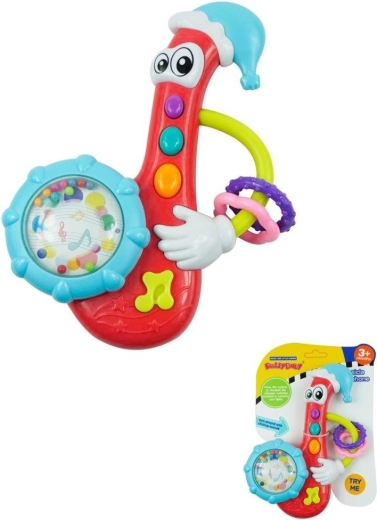 BABY MIX zenélő babacsörgő – szaxofon, piros