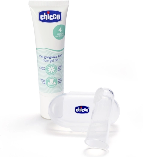 Chicco nyugtató ínygél és szilikon ujjfogkefe tokkal, babáknak 4 hó+