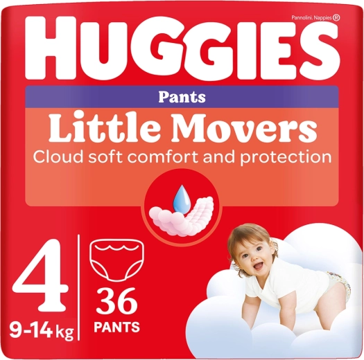 Huggies Little Movers Pants pelenkanadrágok 4-es méret (9–14 kg), 36 db