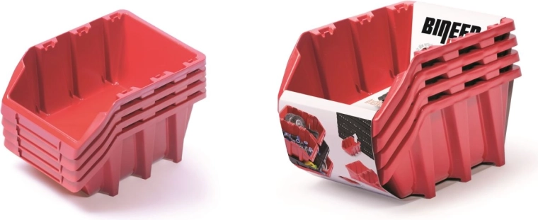 BINEER Long tárolódoboz-készlet, 4 db, piros