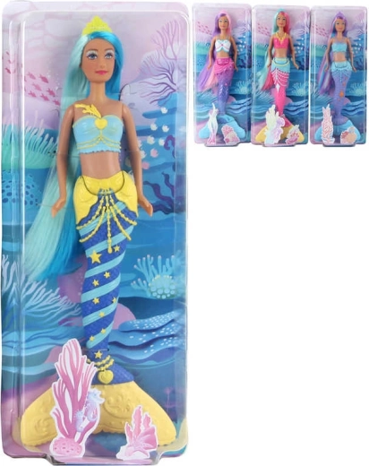 Sellő baba színes hajjal 29 cm dobozban - 1 db
