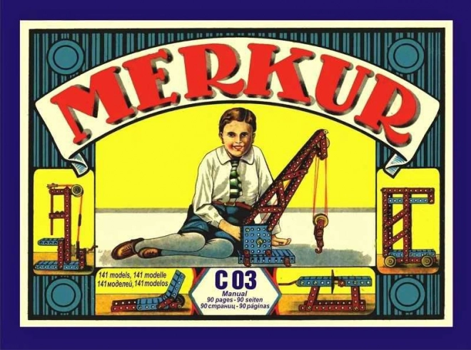 MERKUR Classic C03 építőkészlet – retro fém készlet, 141 modell