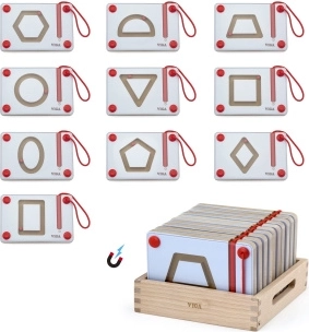 Fa mágneses tábla geometriai formák gyakorlásához – 10 db