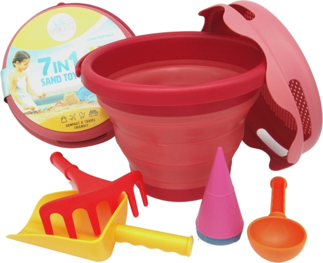 Compactoys összecsukható homokozó készlet 7 az 1-ben – piros