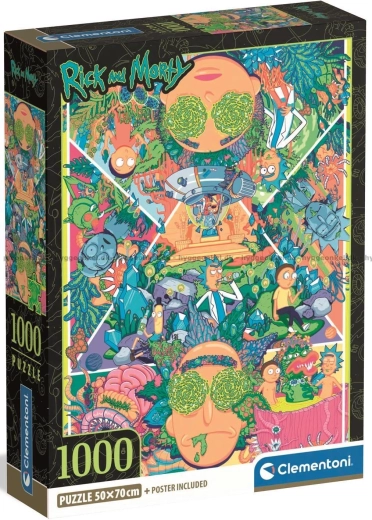 CLEMENTONI puzzle Rick and Morty – pszichedelikus kollázs, 1000 darabos
