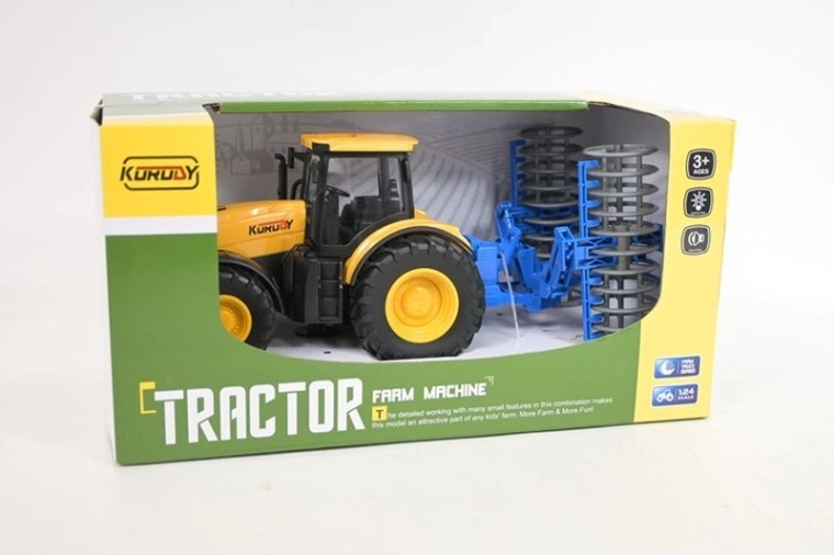 Traktor csatlakoztatható ekével, fénnyel és hanggal