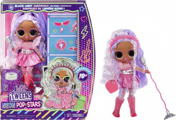 L.O.L. Surprise! Tweens Neon Pop Stars Kitty K divatbaba UV‑meglepetéssel