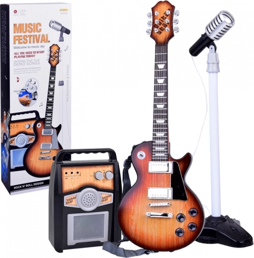 Elektromos gitár mikrofonnal és erősítővel gyerekeknek karaoke