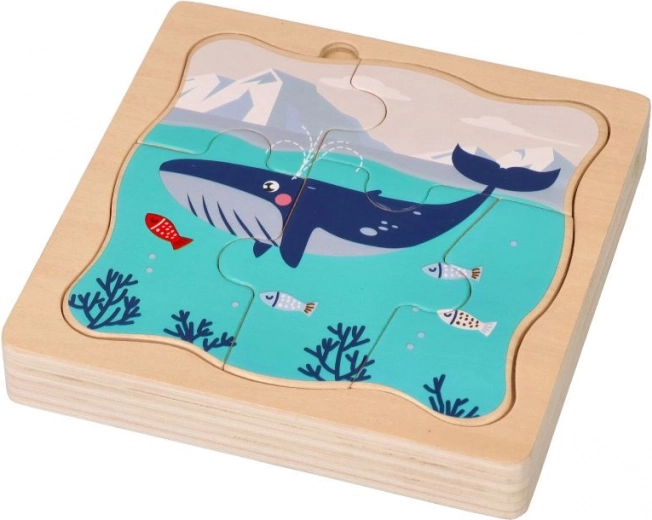 Fából készült rétegző játék Arktiszi állatok