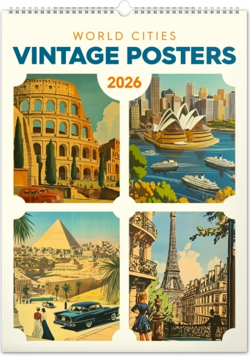 Fali naptár Vintage plakátok – világvárosok 2026
