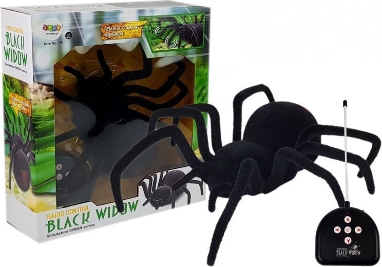 Nagy, szőrös, távirányítós pók Black Widow