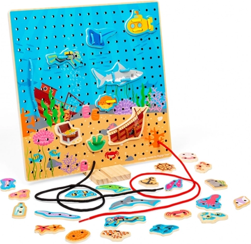 Bigjigs Toys fűzögető tábla – víz alatti világ