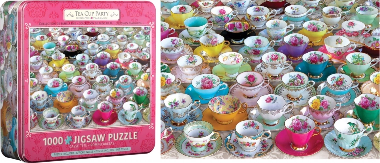 Puzzle fémdobozban – Teáscsészék gyűjteménye, 1000 darab, EUROGRAPHICS