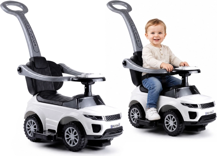 Sport Car fehér gyermek lábbal hajtható jármű vezetőrúddal