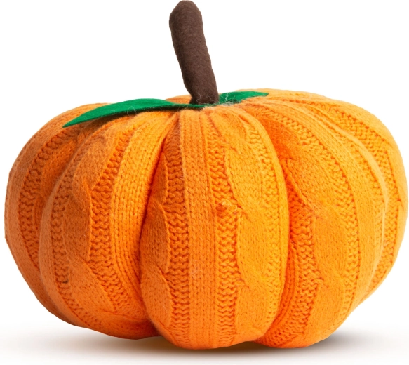 Halloween-i textil tökdekoráció, narancssárga, 20 × 20 × 18 cm