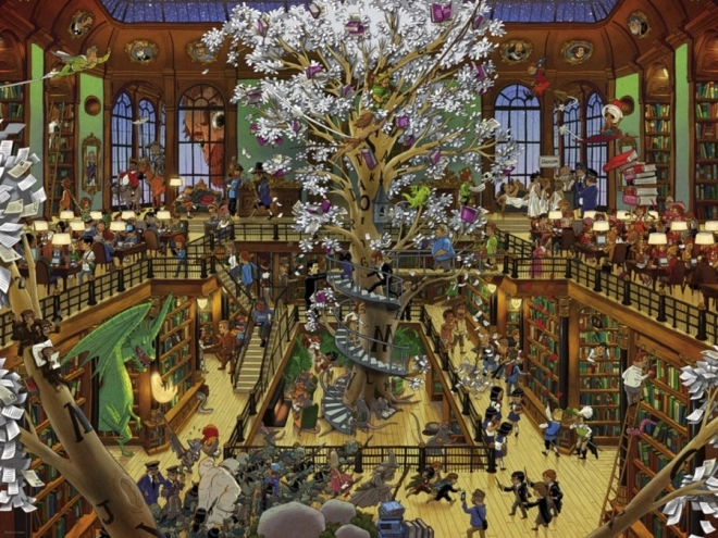 1500 darabos puzzle – Könyvtár, Oesterle + poszter