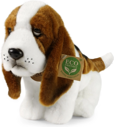 Környezetbarát, ülő plüss basset, 32 cm