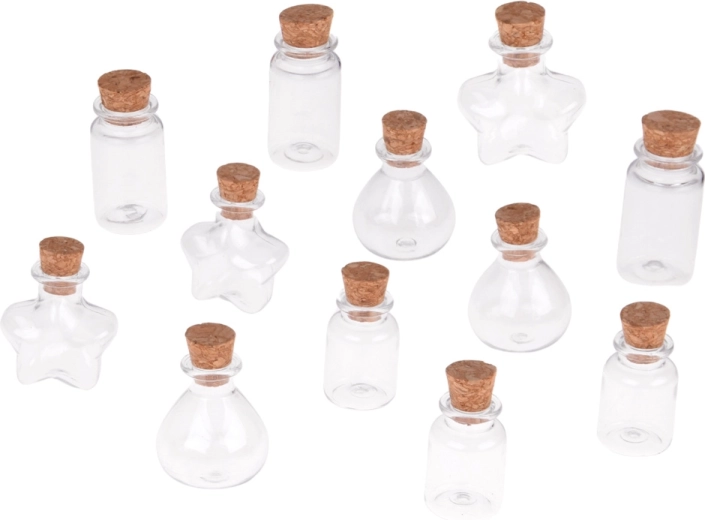 12 formázott mini üvegcse parafadugóval