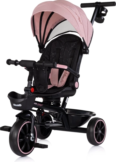 Gyerek háromkerekű napellenzős 2 az 1-ben Powder Pink CHIPOLINO Max Sport