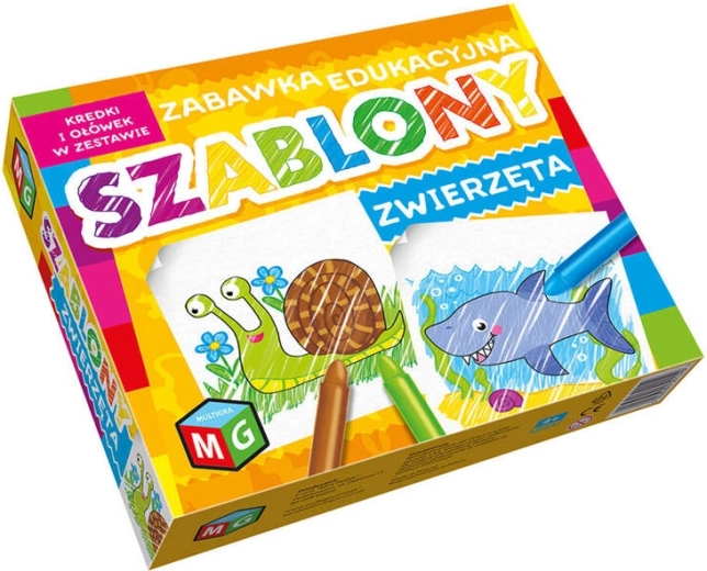 Állatos sablonok színes ceruzákkal, kreatív készlet