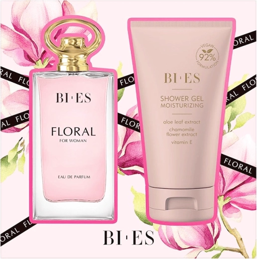 BI-ES Floral ajándékszett nőknek – eau de parfum 90 ml + tusfürdő 150 ml