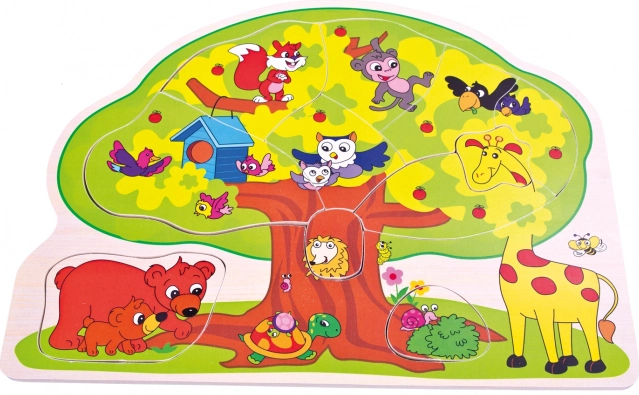 Bino vidám állatkák fa kirakó
