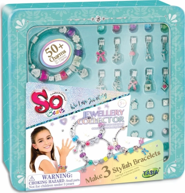 So Beads karkötők medálokkal fémdobozban – kreatív ékszerkészítő készlet