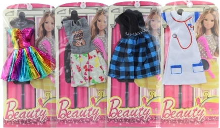 Ruházat kiegészítőkkel Barbie típusú babához – 1 db