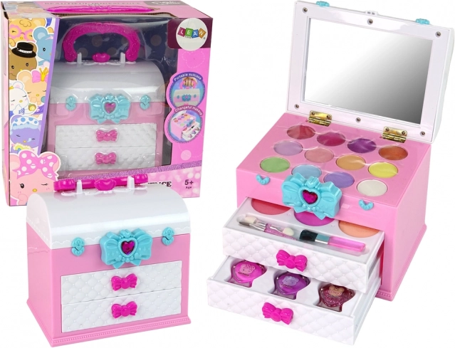 Rózsaszín-fehér gyerek szépségkofferm